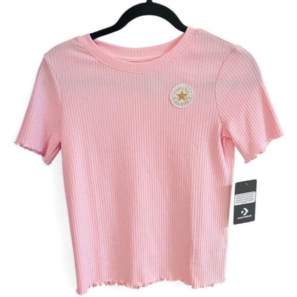 Converse Kids Light Pink Ribbed Tee (age 12-13) - Picture 1 of 7